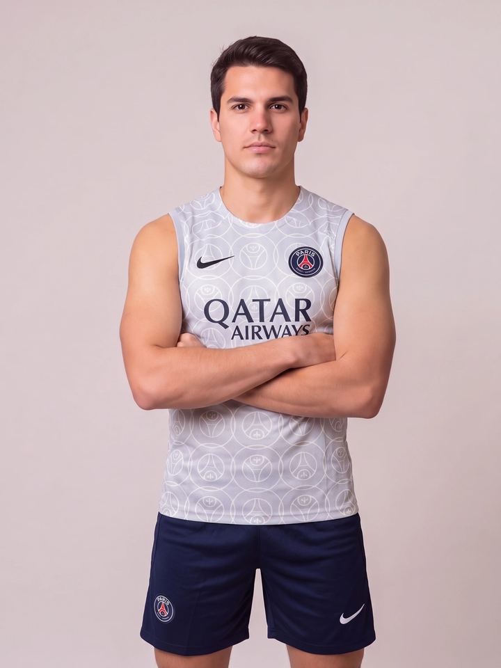 Kit Regata e Short Treino PSG Cinza
