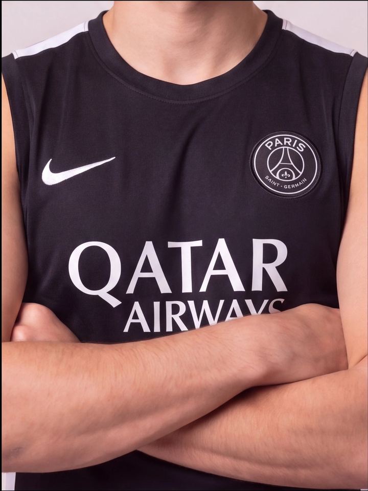 Kit Regata e Short Treino PSG Preto e Branco, foto 3